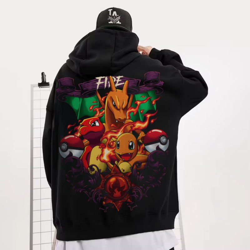 Streetwear Brand Y2K - Czarna, obszerna bluza z kapturem 4XL