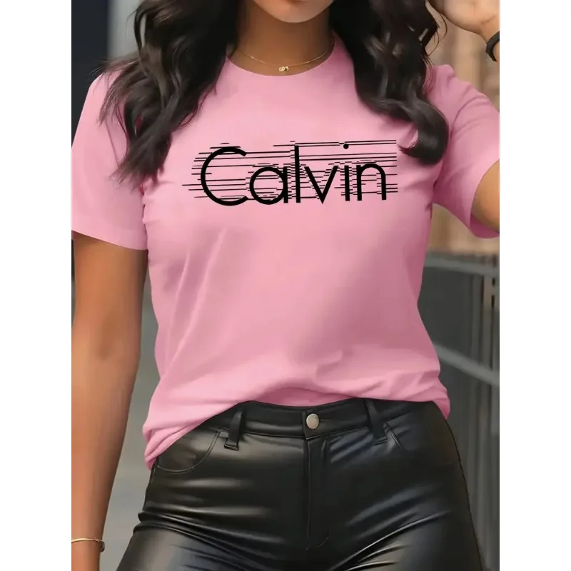 Streetwear Brand Y2K - Damska koszulka Calvin, modna, codzienna, z