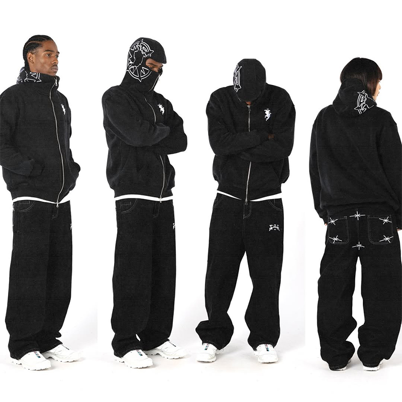 Streetwear Brand Y2K - Haft graficzny Streetwear bluza z kapturem