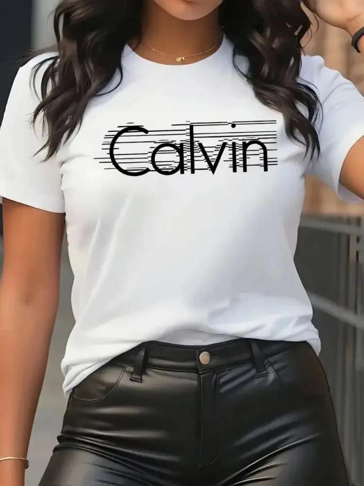 Damska koszulka Calvin, modna, – Streetwear Brand Y2K recenzja i cena